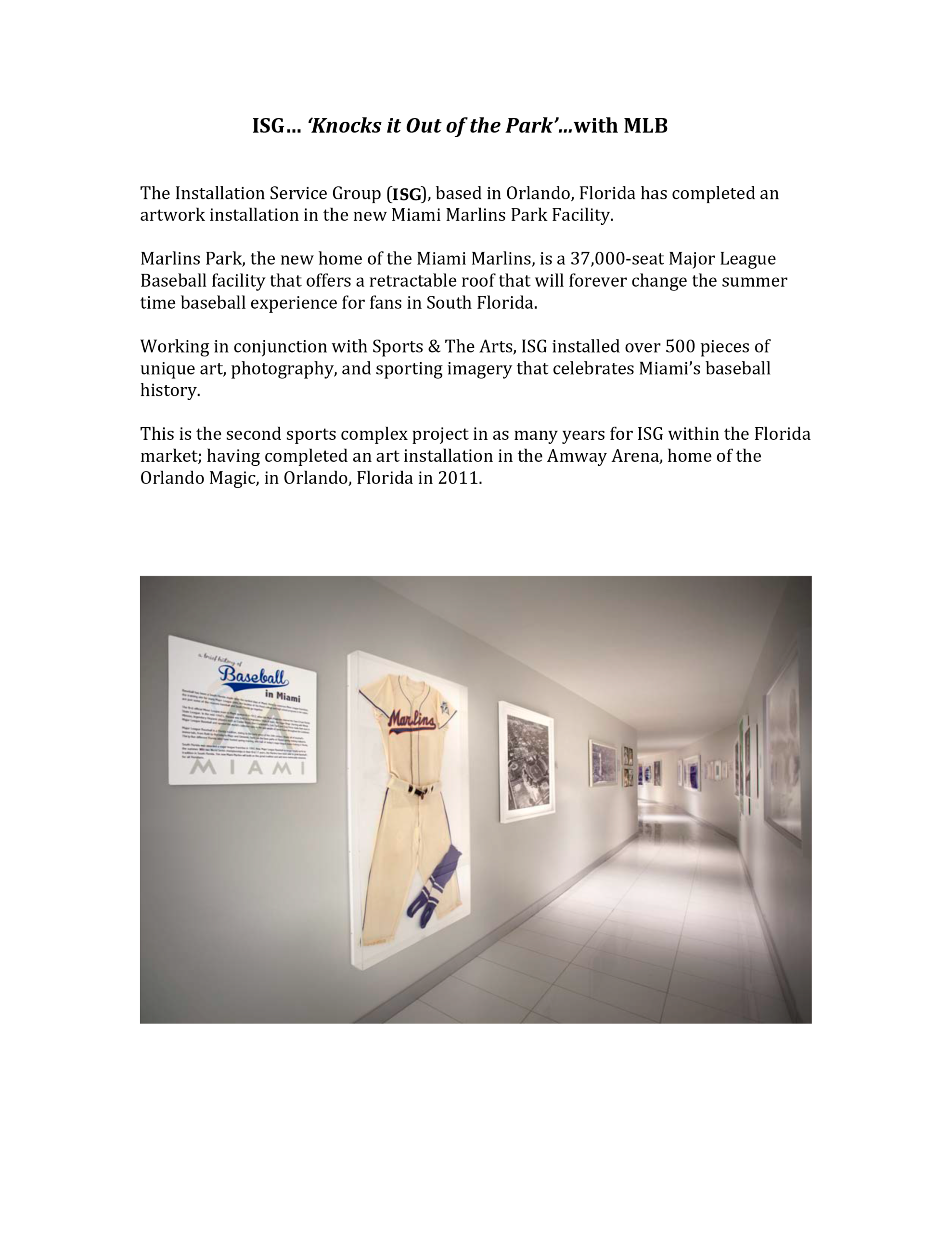 Artwork installed by Installation Service Group at Miami Marlins Park